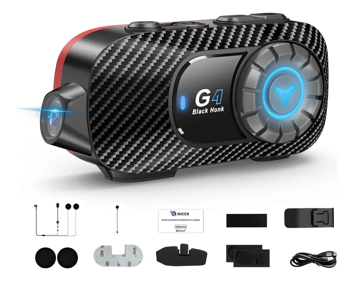 Intercomunicador para capacete Moto G4 com câmera preta