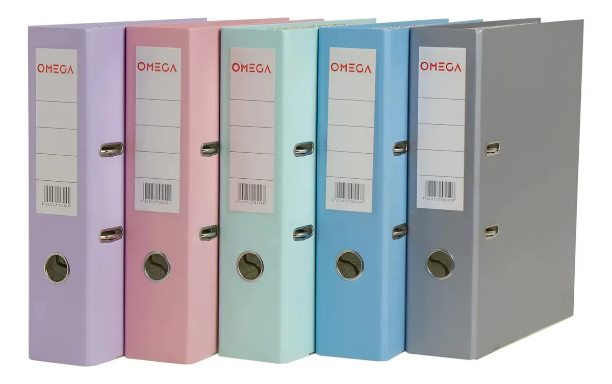 Bibliorato Omega plastificado A4 Wide Spine, cor de rádio e espartilho, rosa pastel