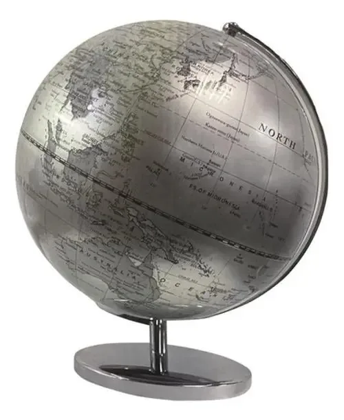 Globo Terrestre Com Luz Branca E Azul - Abajur De Mesa