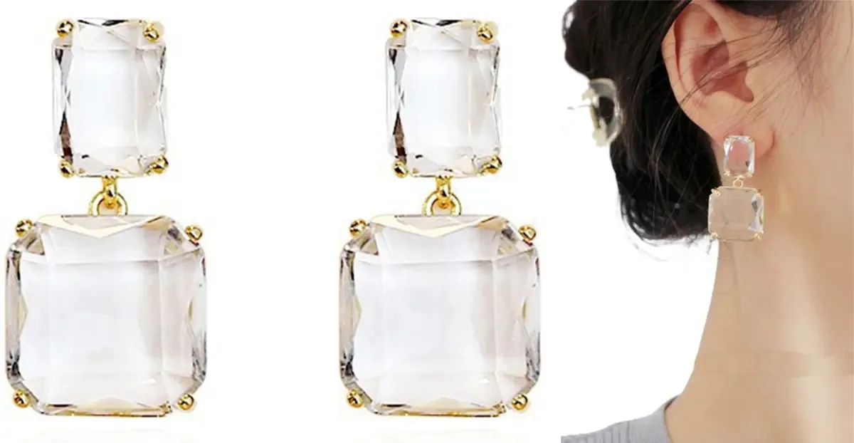 Vdcamery Plata Brincos Femininos Escalada Brincos Pendurados Brancos