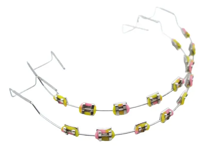 Dentes falsos do Decoração de brackets OEM rosa-claro