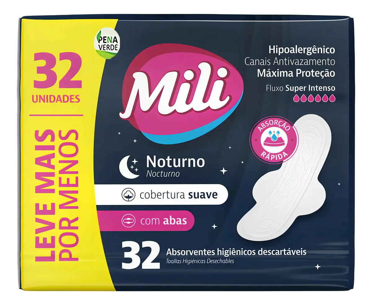 Abs Mili Noturno Suave C/abas 32un