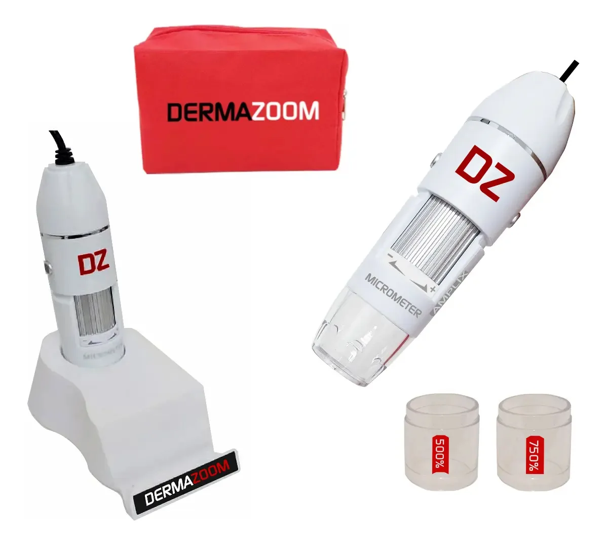 Tricoscópio Análise Capilar Dermazoom Micrometer + Amplix Cor Branco