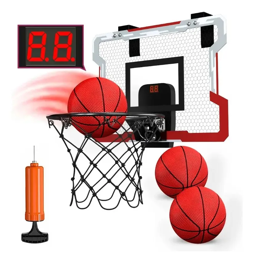 Suporte Aro Basquete Basquetebol Contador 3 Bolas Inflador