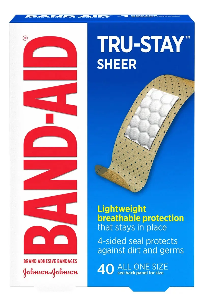 Band-Aid Curativos Adesivos, Transparentes, Tamanho Único, 40 Curativos Estéreis