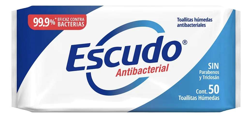 Lenços Umedecidos Antibacterianos Escudo 50 Peças