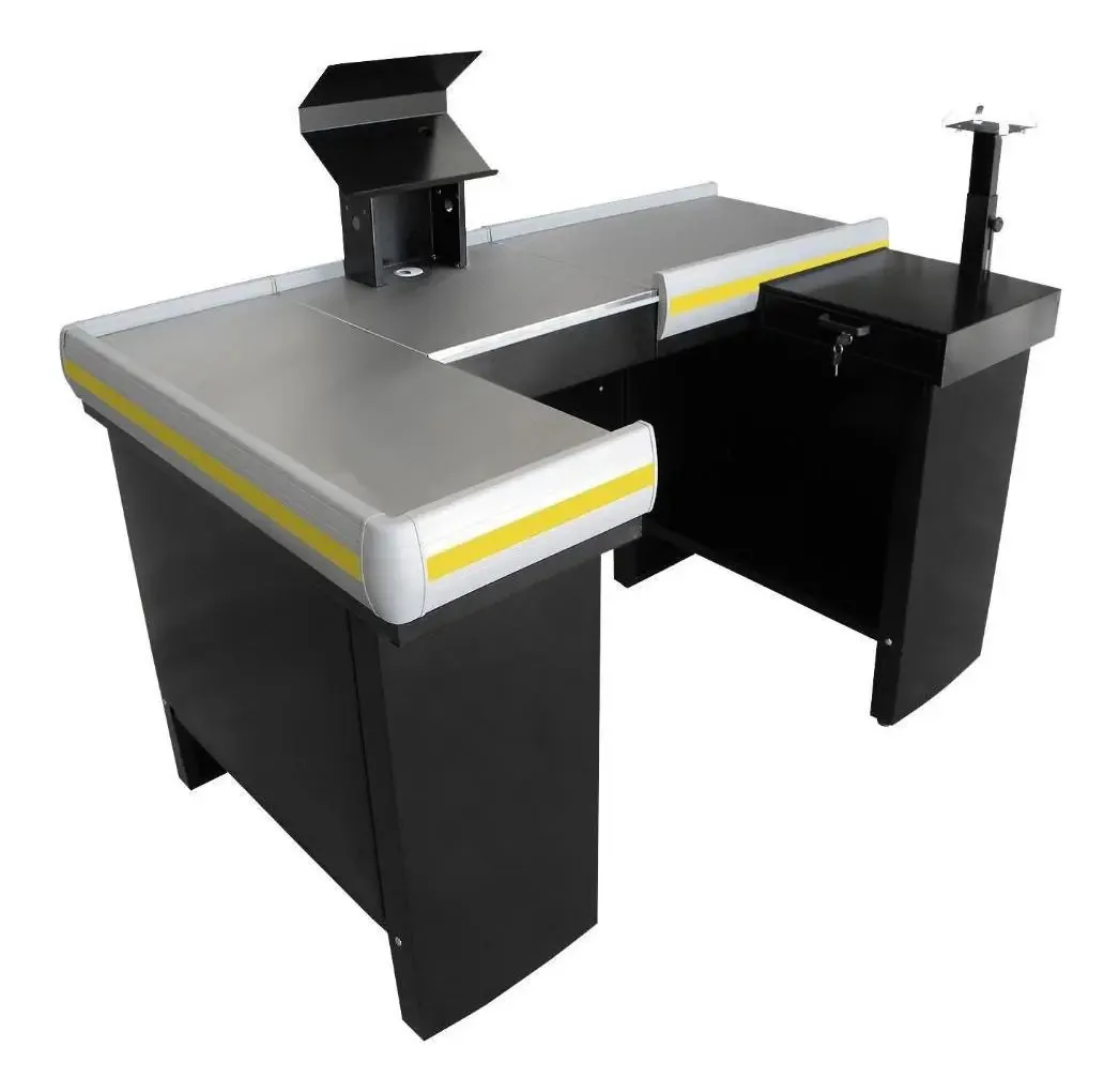 Check-out Caixa Supermercado Kit Para Automação Gaveta 1,55 Cor Preto Perfil Amarelo