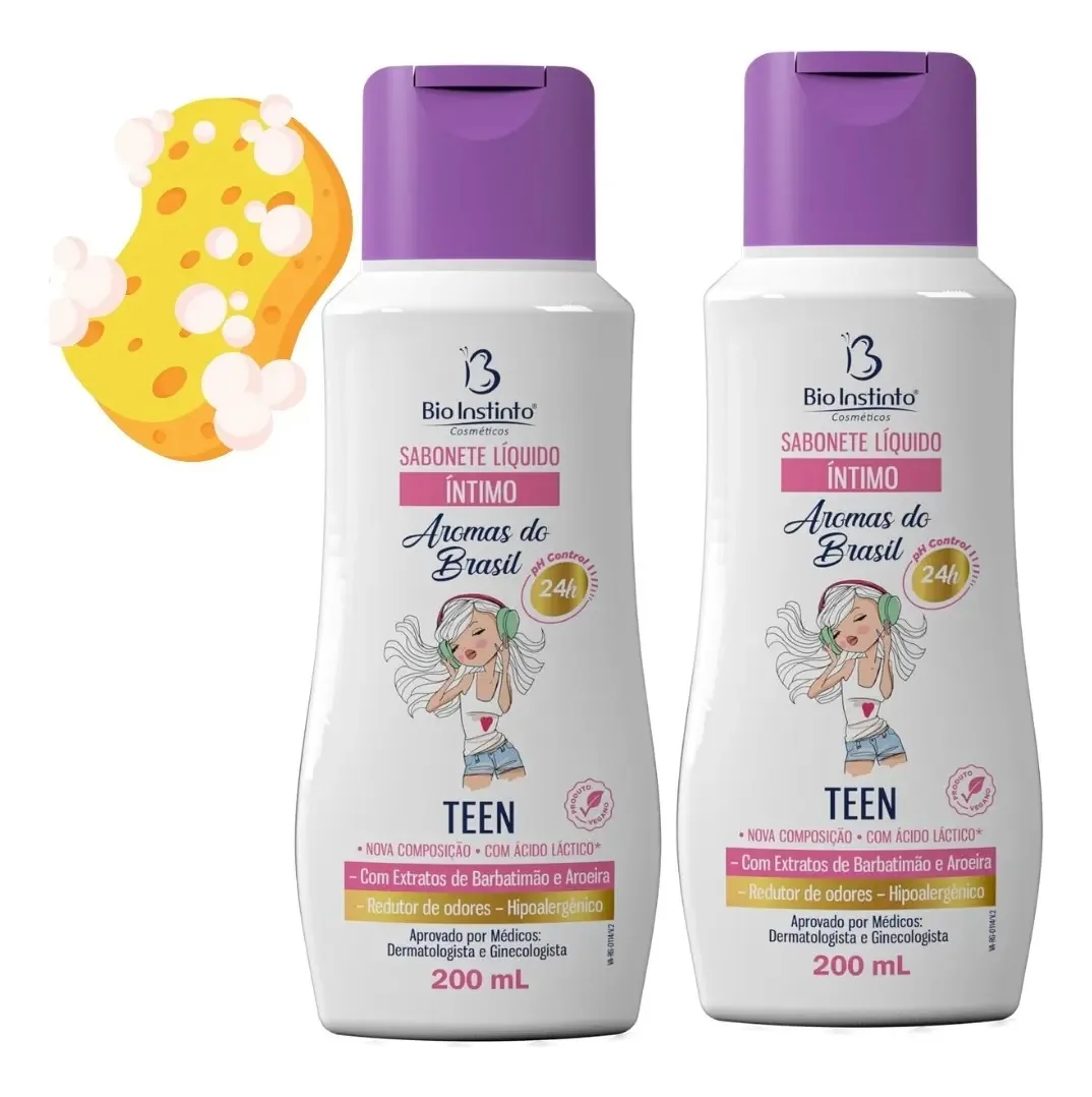 2 Sabonetes Íntimos Teen Sensação Refrescante E Suave