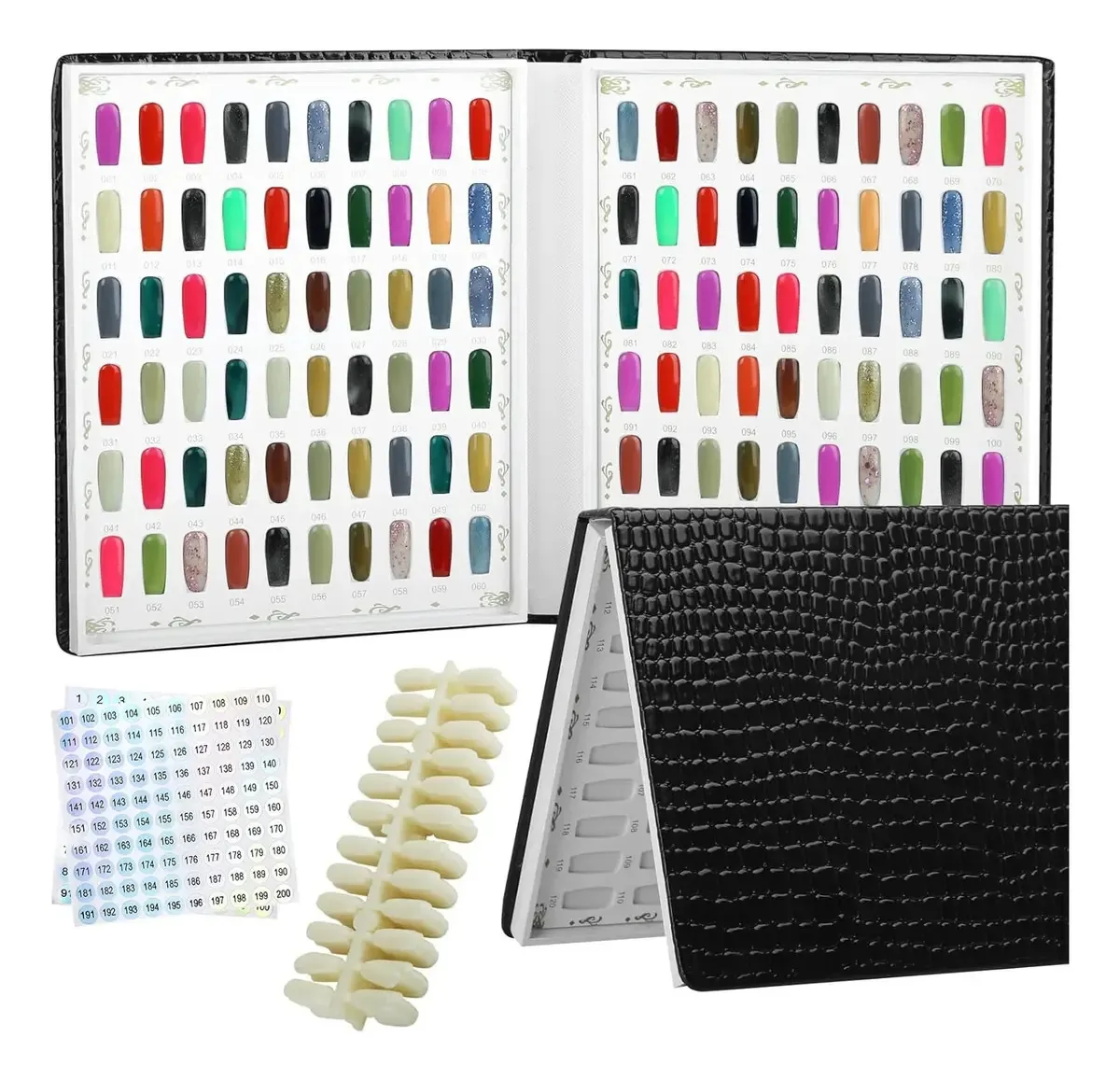 Nail Book Sampler 120 espaços decorados em gel +240 com cor preta