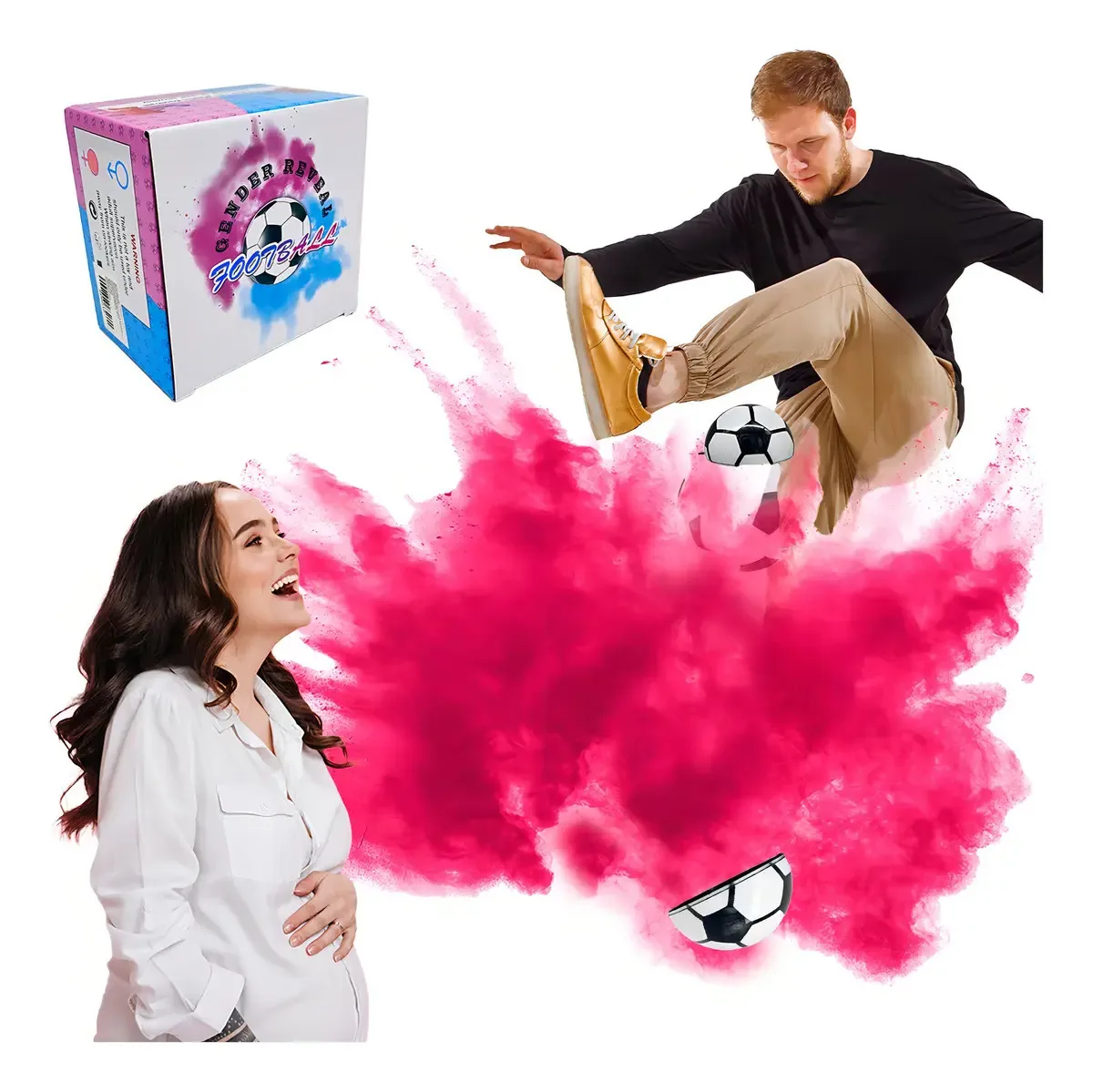 Chá de bebê Revelacion Sexo Pelota Futbol Polvo Reveal Bb Color Rosa
