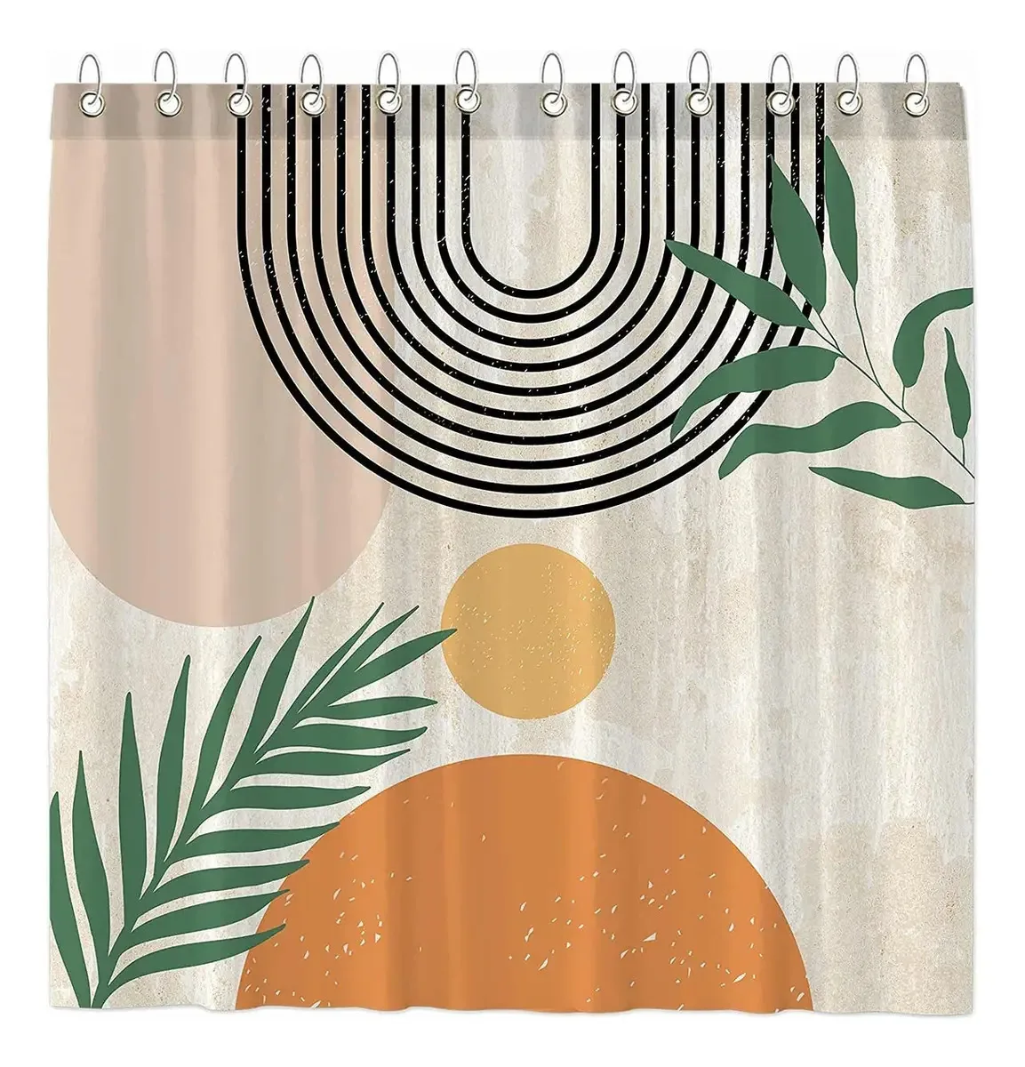 Cortina de chuveiro abstrata Boho Ar Midcentury