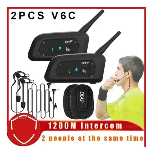 Kit 2 Comunicador Árbitro Juiz Futebol 1200mt Cor Preto