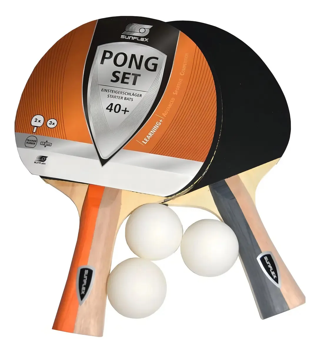 Pacote de 2 raquetes de ping pong Sunflex Ping Set 20117 vermelha/preta