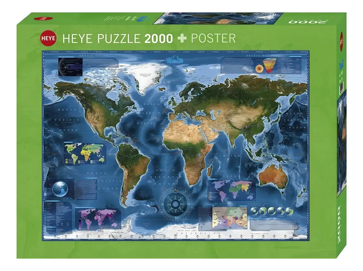 Quebra-cabeça Heye X 2000 peças - Mapa de satélite da Terra