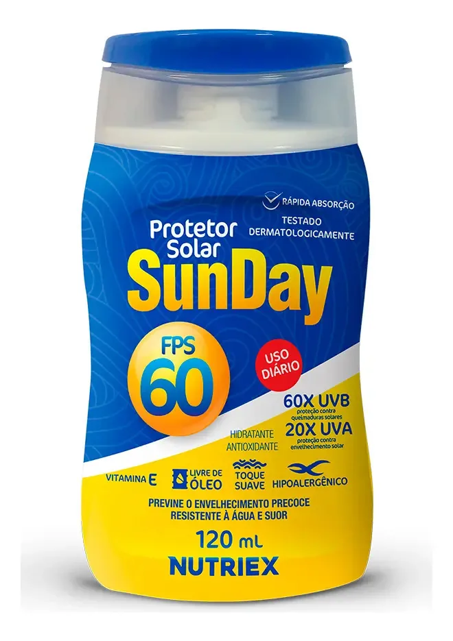 Protetor Solar 60 Fps 120ml Sunday Nutriex