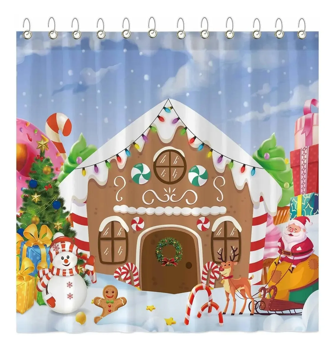 Conjunto de cortinas de chuveiro Gingerbread House
