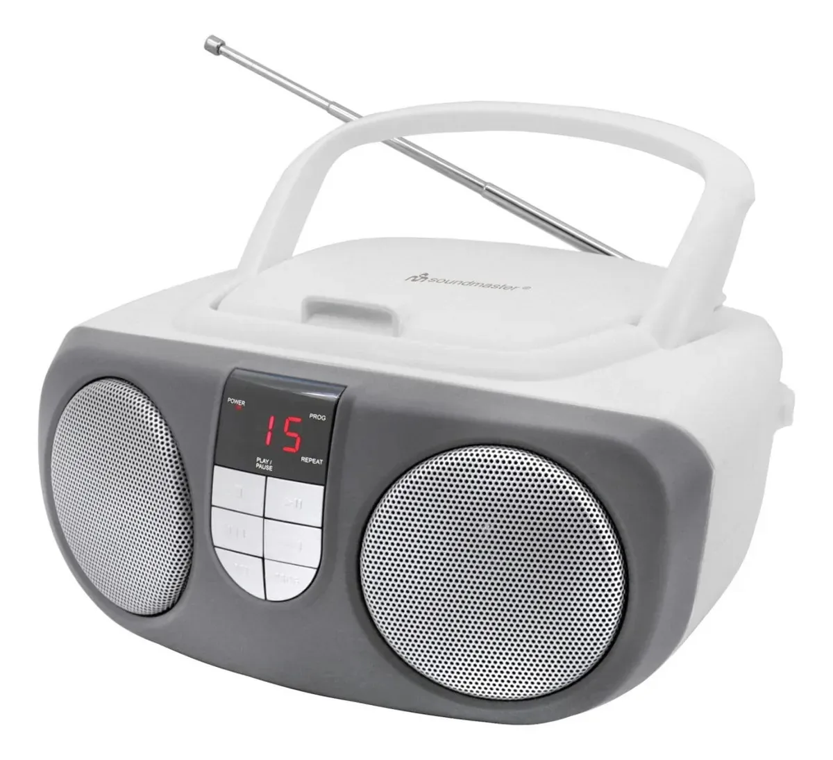 Rádio portátil Soundmaster Scd1400 Leitor de CD Radio Aux-in Kids Radio Boombox, cor: branco