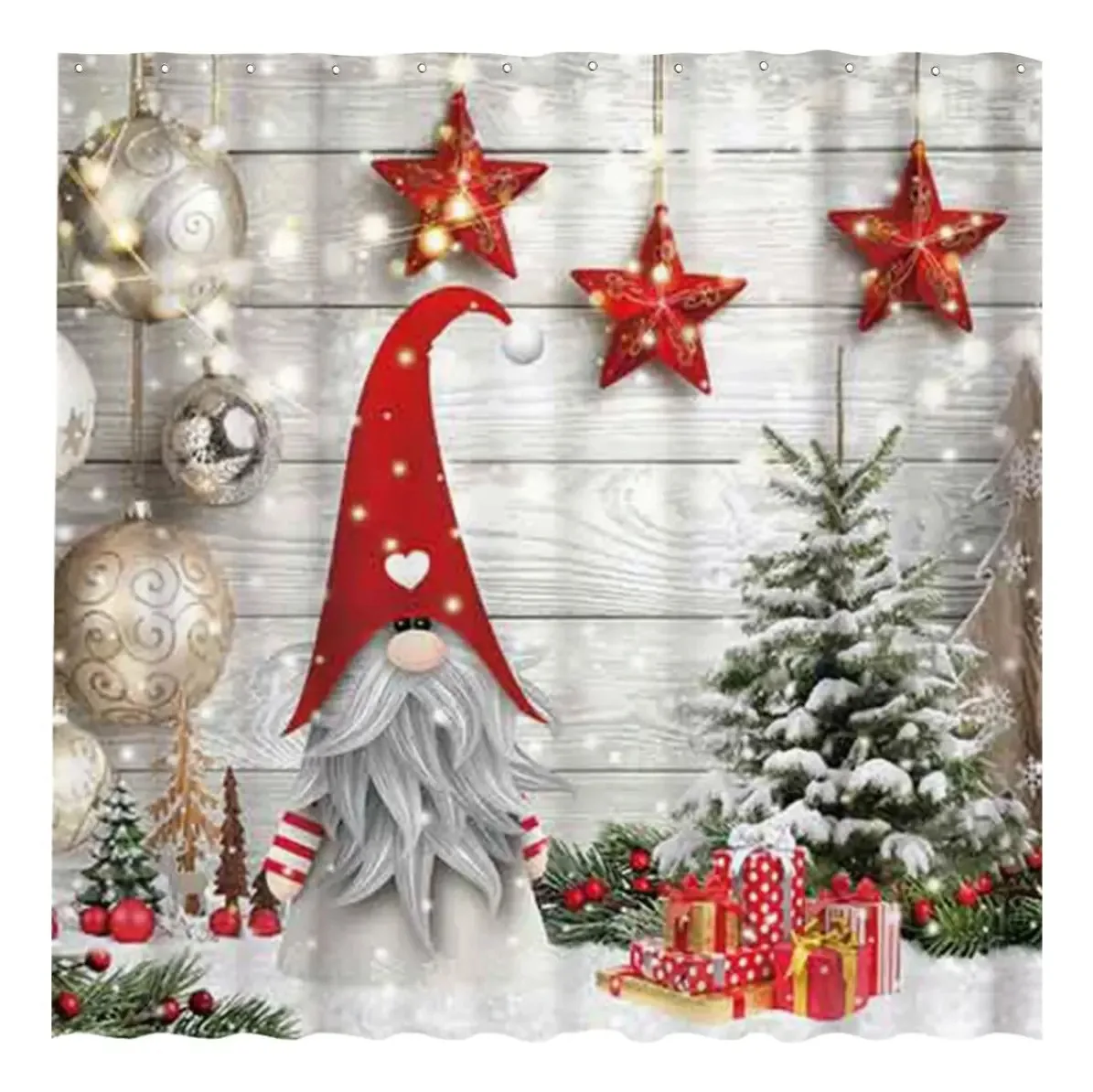 72x Conjunto de cortinas de chuveiro Christmas Gnome