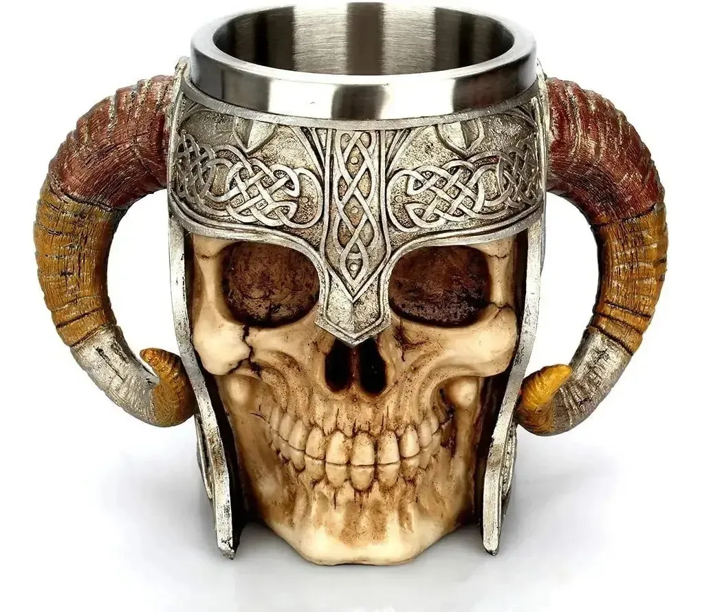 Caneca Viking Nordic Skull, cerveja, café, chá