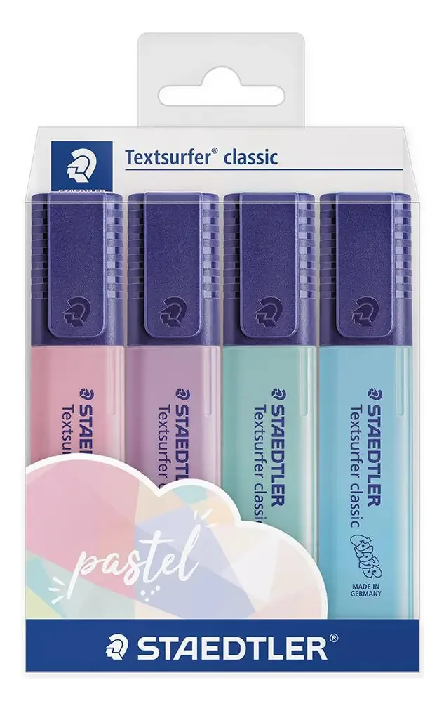 Marca Texto Staedtler Textsurfer Cores Pastéis 4 Unidades Ponta Biselada