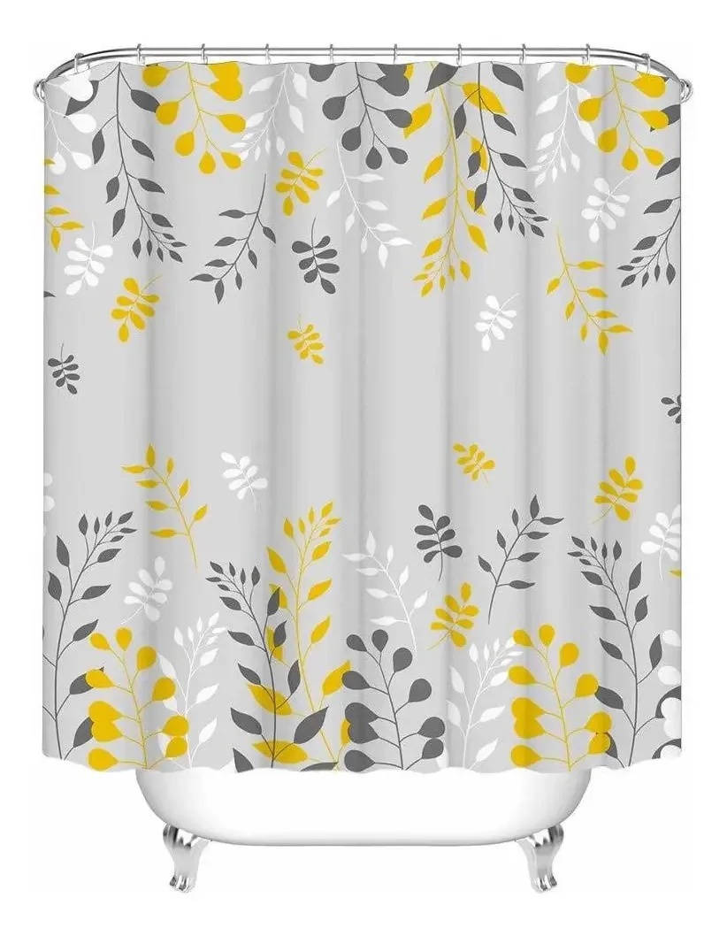 Conjuntos de cortinas de banheiro Plants Leaves D
