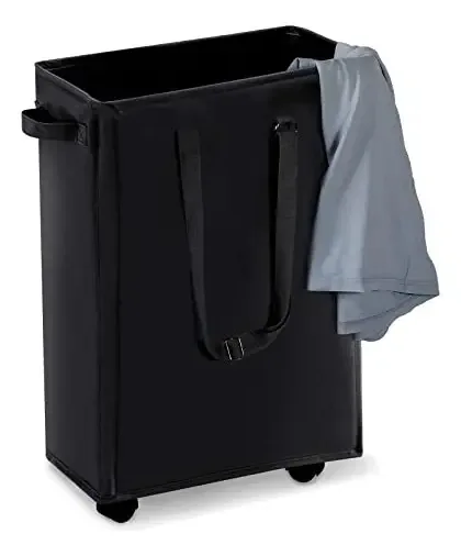 Cesto de roupa suja fino com rolo, cesto de roupa suja fino com W