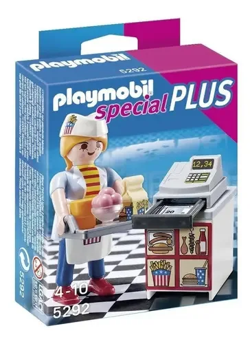 Caixa registradora Playmobil 5292 Special Plus com garçonete! Cor: azul
