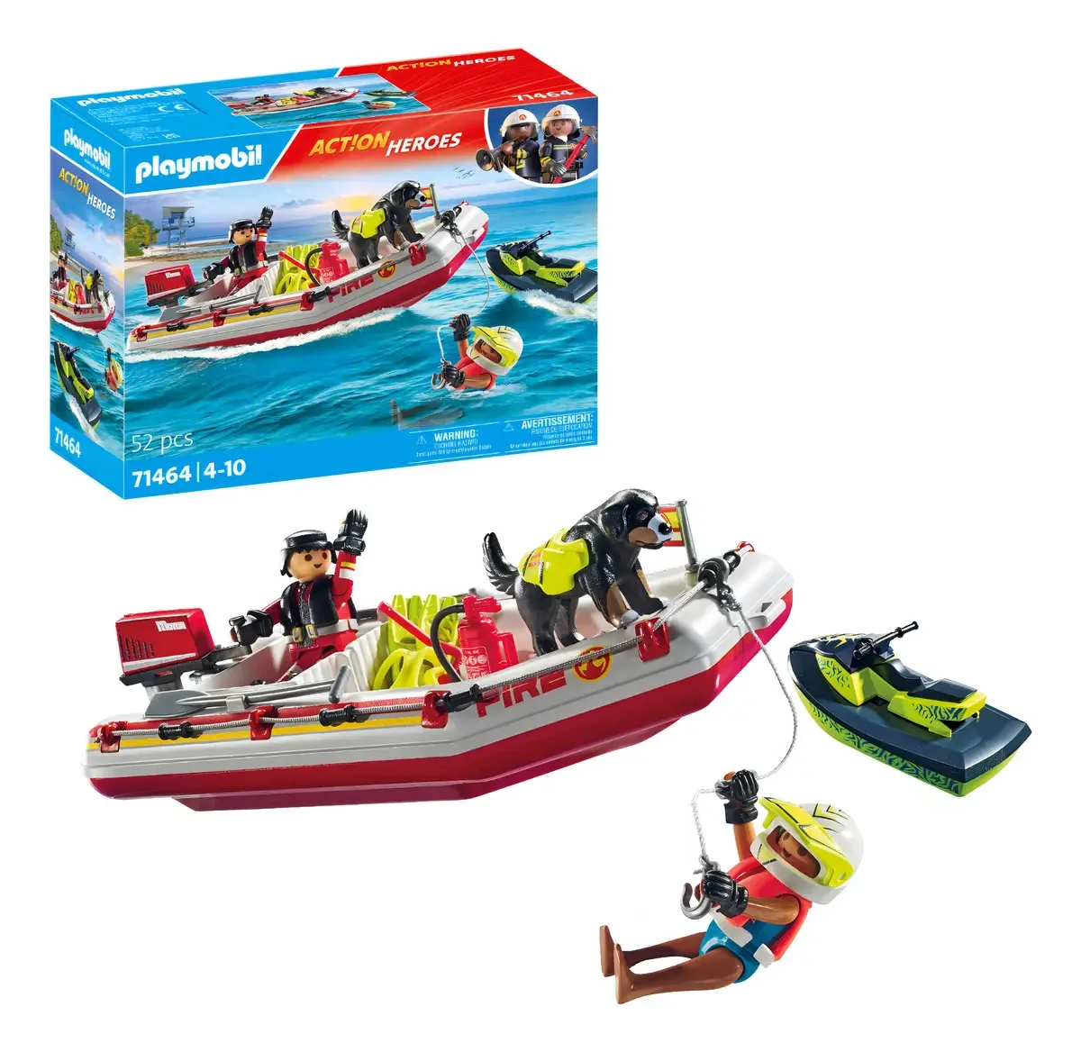 Barco de bombeiros Playmobil City Action com jet ski
