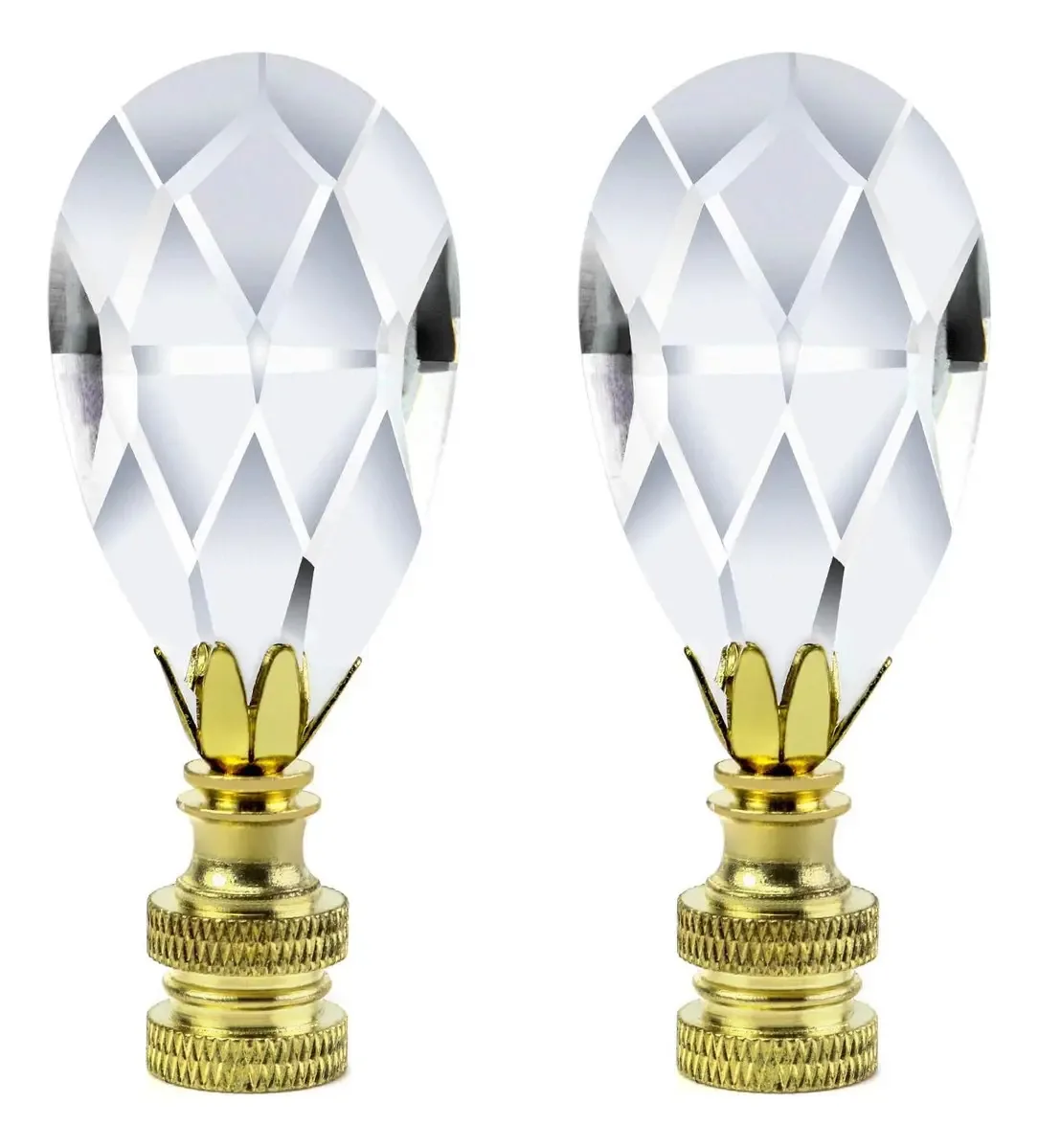 Acabamentos de lâmpada de cristal, em forma de lágrima, transparente, facetada, Crys