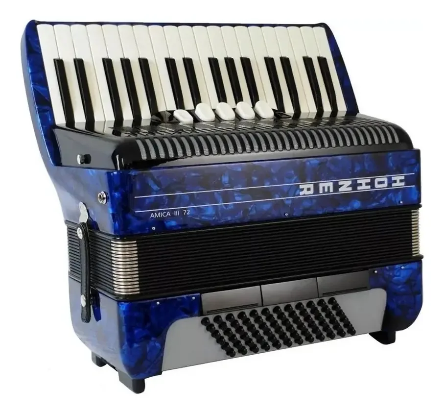 Acordeon 72 Baixos Hohner Amica Iii Azul Com Case