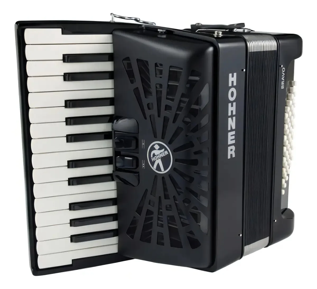 Acordeão Hohner Bravo Ii 48 baixos e 2 discos pretos