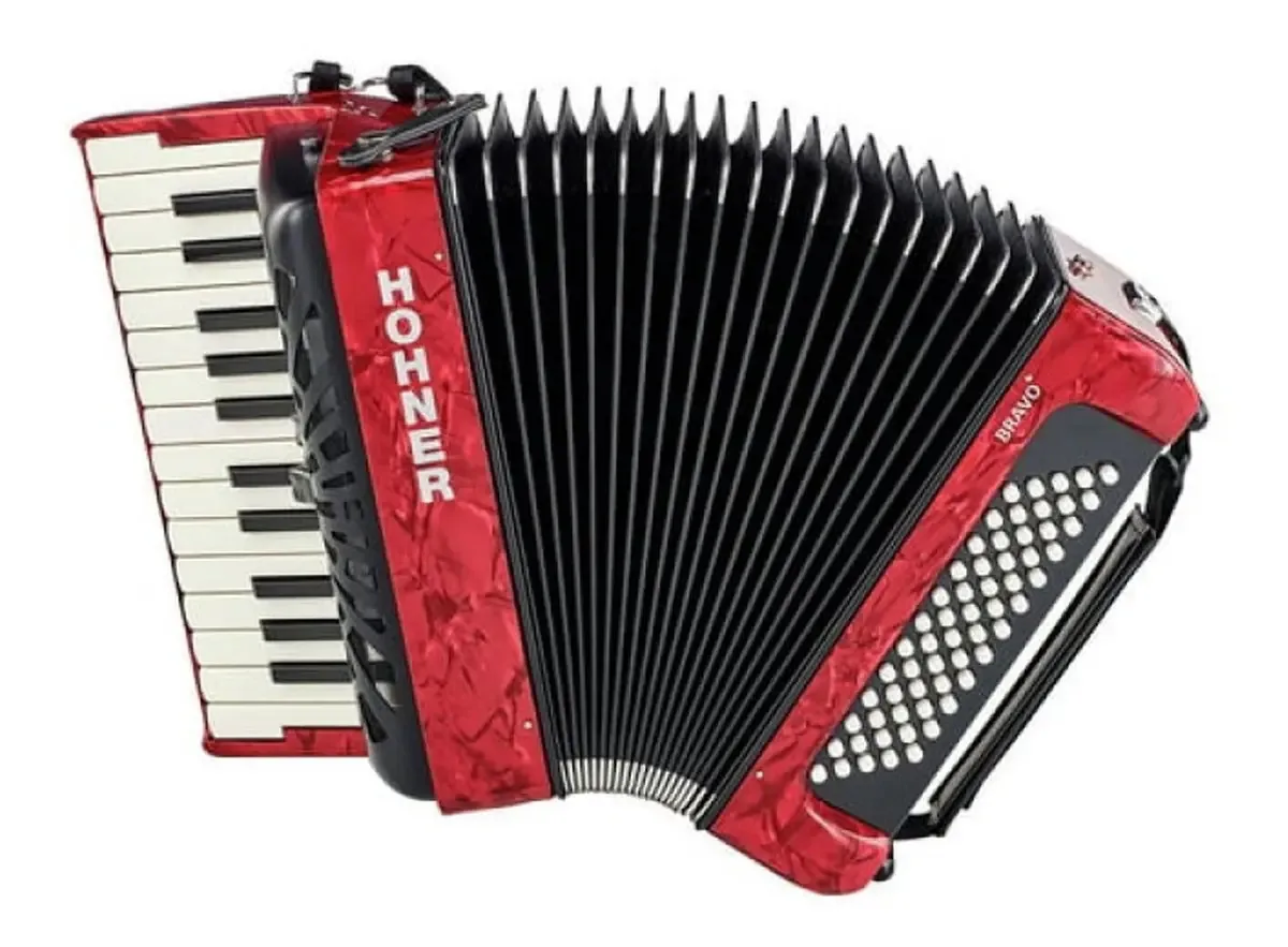 Acordeão de Piano Hohner Bravo Ii 60 Baixo Vermelho