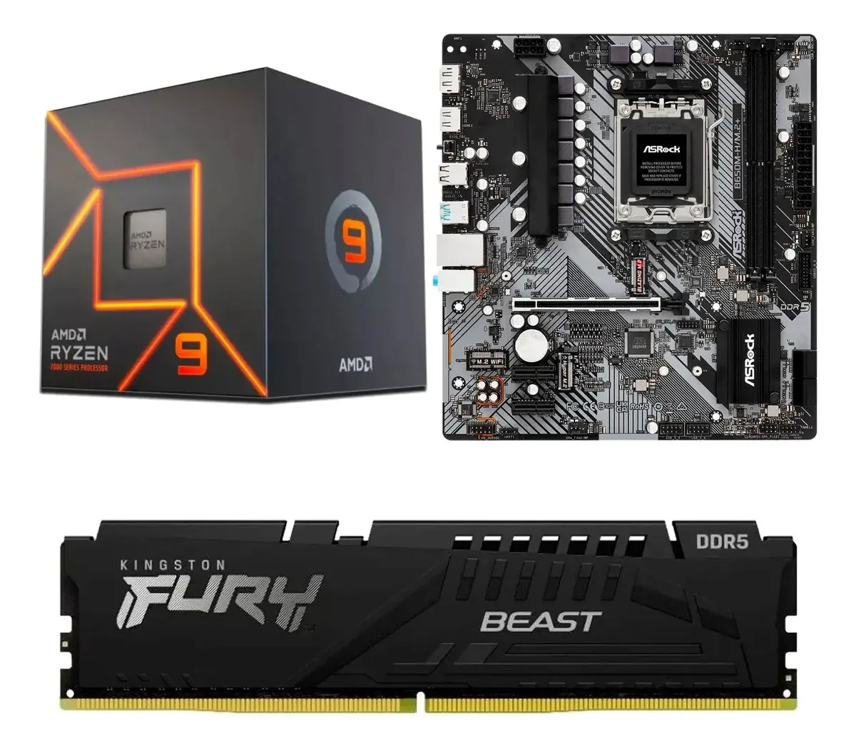 Amd Ryzen 9 + Mother + Combo de atualização para jogadores de 16 GB, 1 cor preta