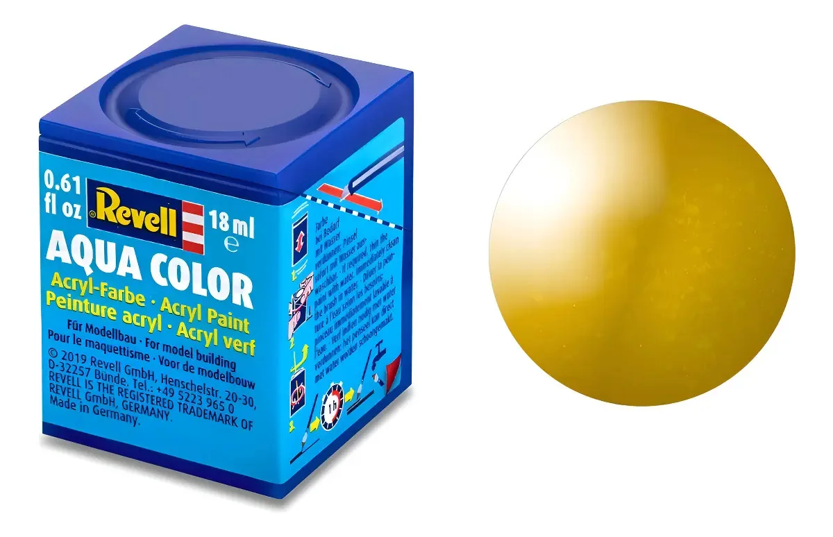 Tinta Acrílica Revell Aqua Metálico Latão 18ml para Modelismo