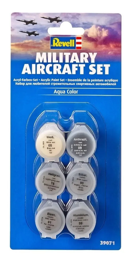 Conjunto 6 Tintas Acrílicas Aqua Para Aviões Militares Revell 39071