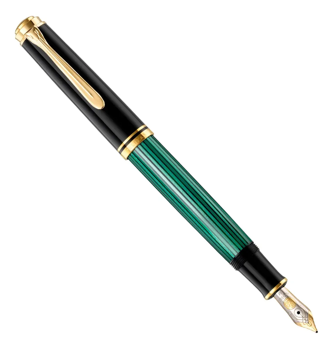 Caneta Tinteiro Luxo Pelikan M800 Black Green Pena F Exterior Preto E Verde