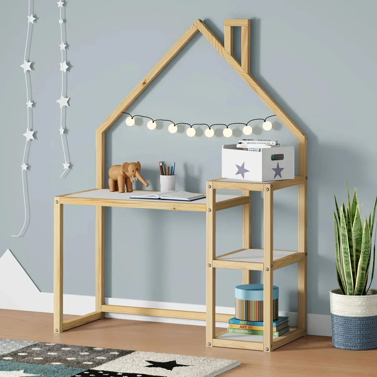 Escrivaninha Infantil Madeira Nivia Natural Branco