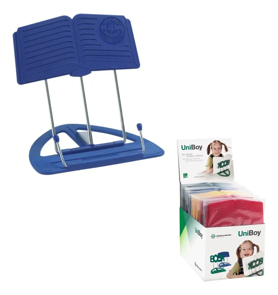 Suporte de mesa K&m para crianças, livros azuis e partituras