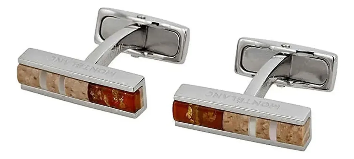 Abotoaduras personalizadas masculino cor prateado Montblanc Deco