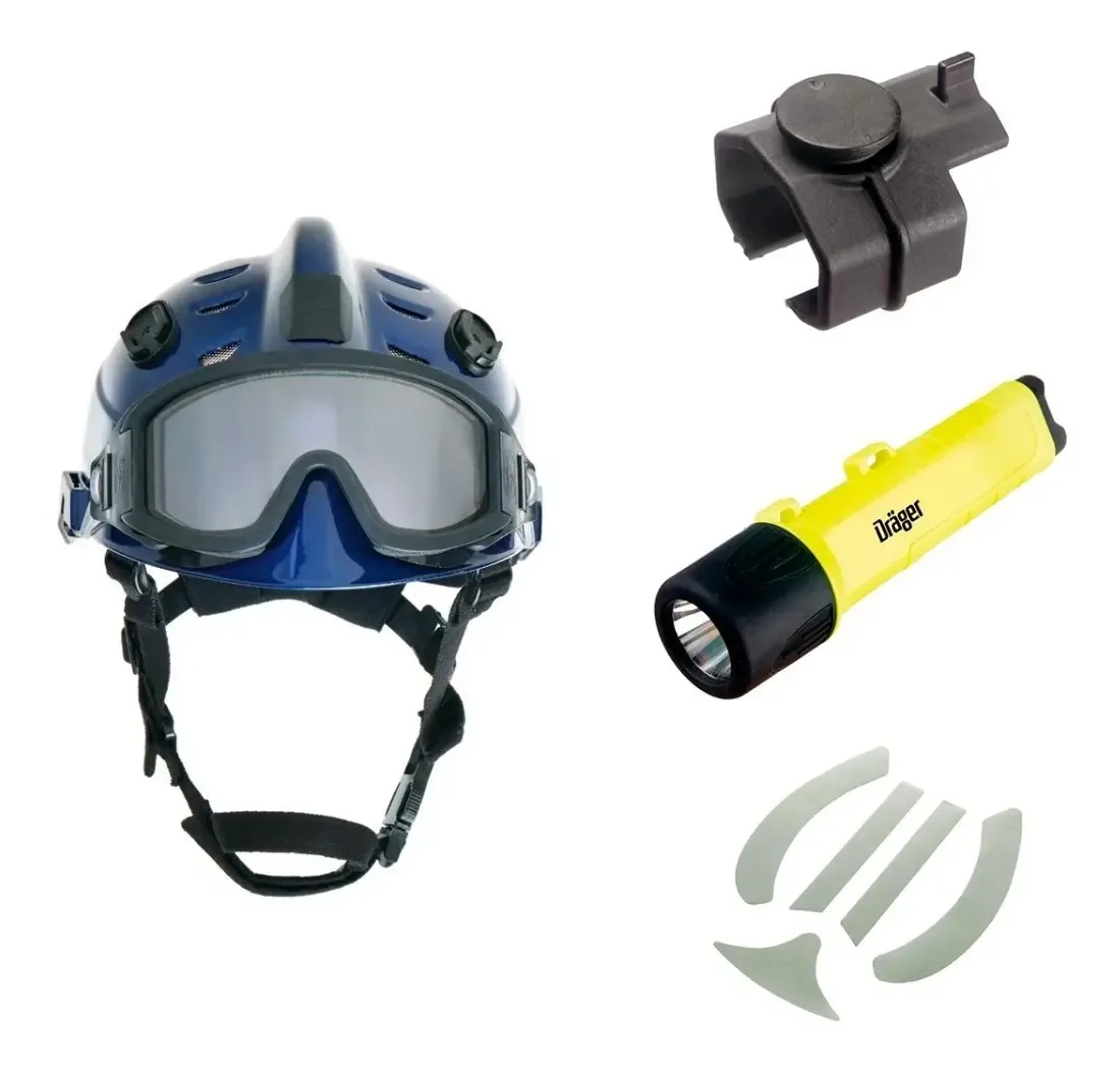Conjunto de capacetes Dräger Hps 3500 Forest Rescue/Combat, cor azul