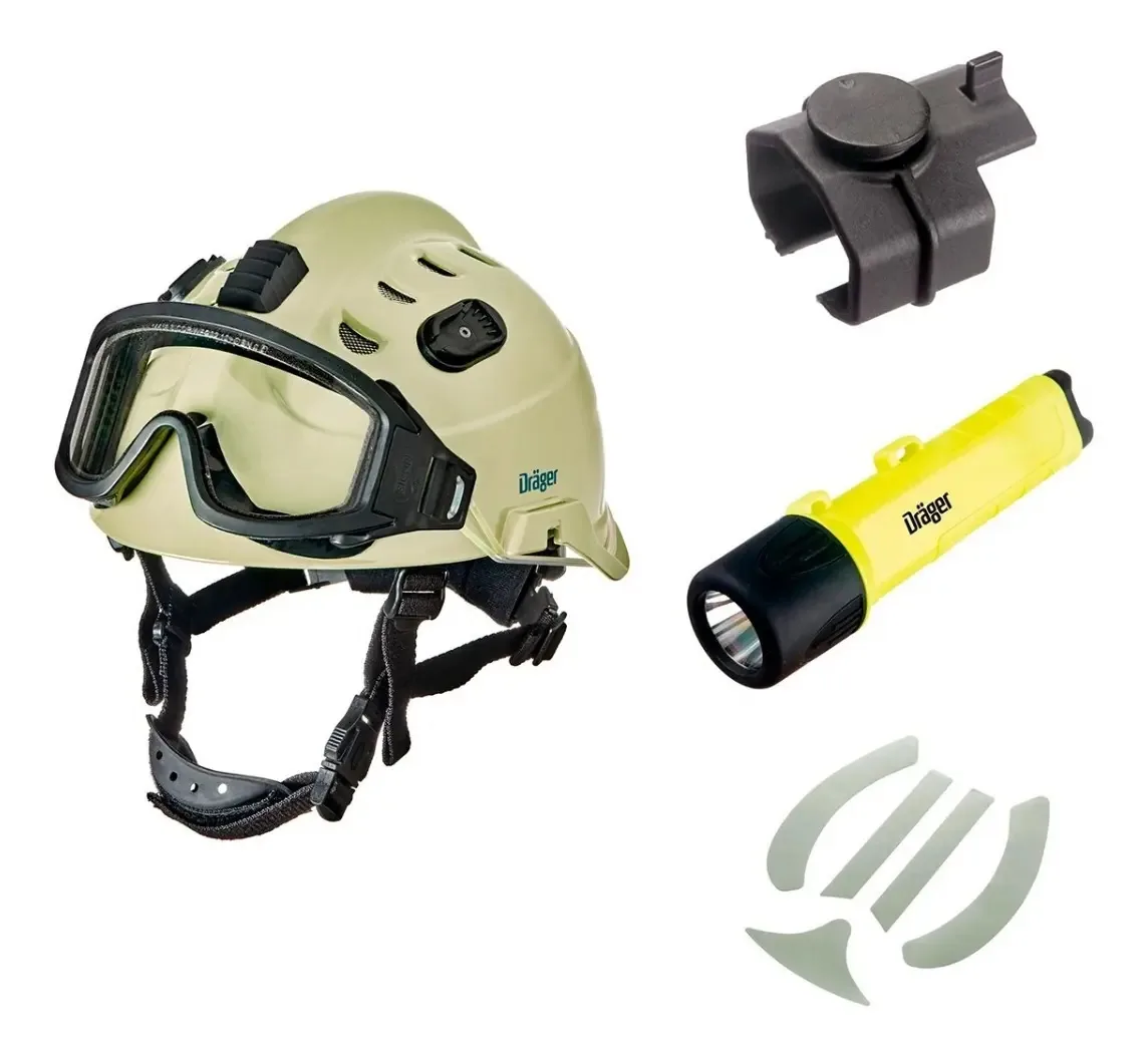 Conjunto de capacetes Dräger Hps 3500 Forest Rescue/Combat, cor fosforescente