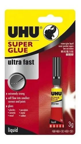 Super cola incolor Uhu Cola 3g de cola incolor/Cola líquida UHU Super Glue cor incolor 3g não tóxica