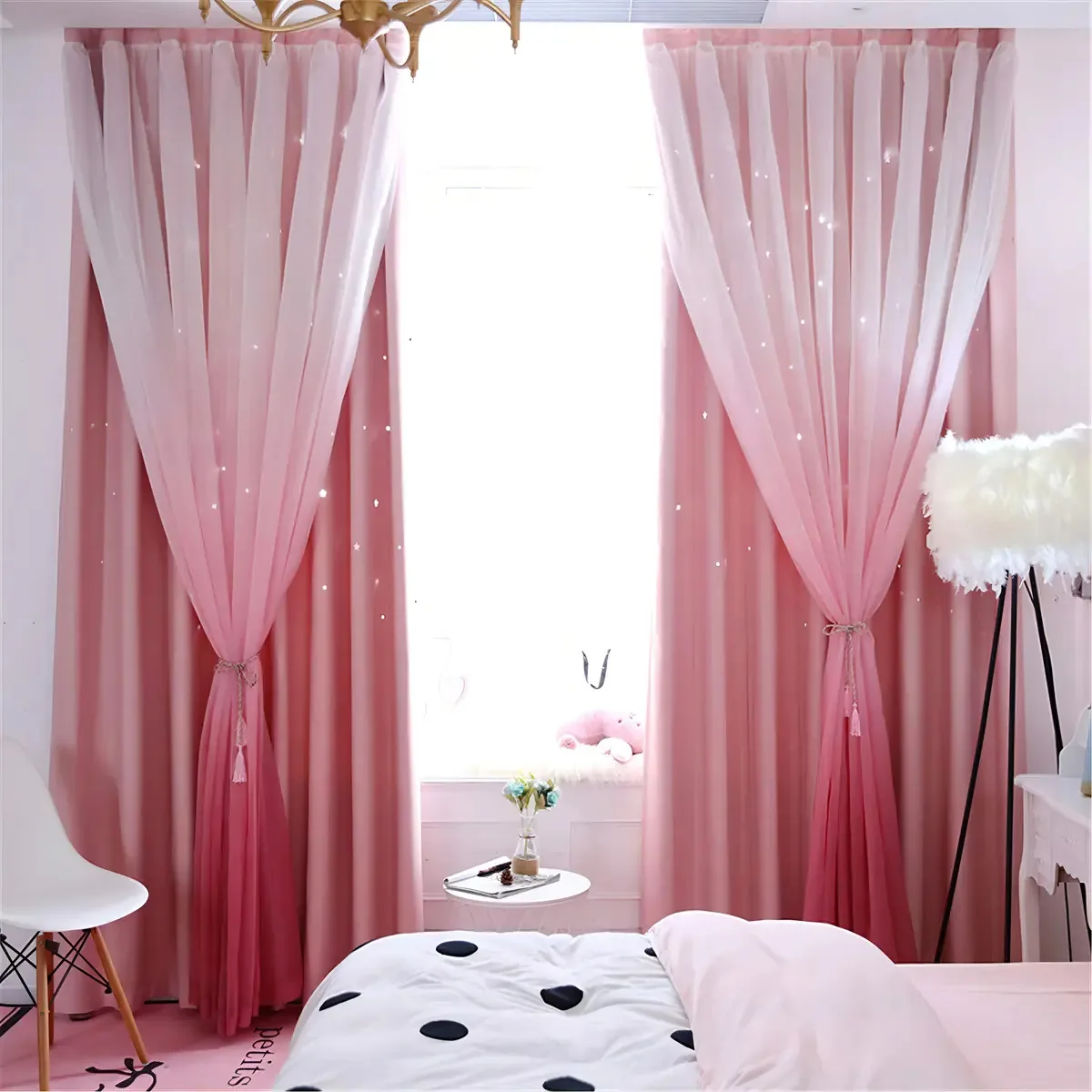 Abreeze - Cortinas opacas com estrelas, camada dupla, Co