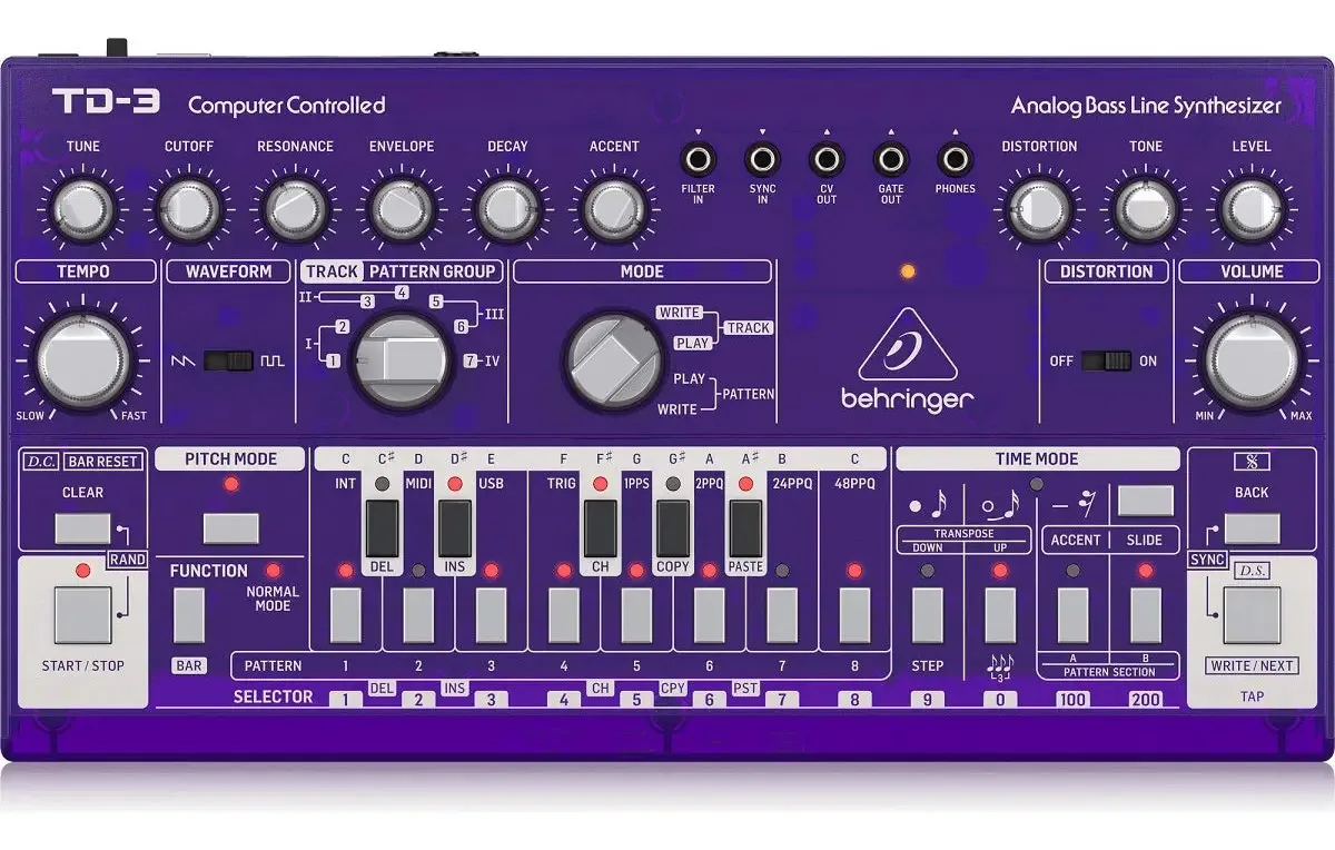 Behringer Td-3-gp - Sintetizador Analógico de Linha de Baixo com Vco, Vcf, Sequenciador de 16 Passos, Efeitos de Distorção e Cadeia de Polietileno de 16 Vozes