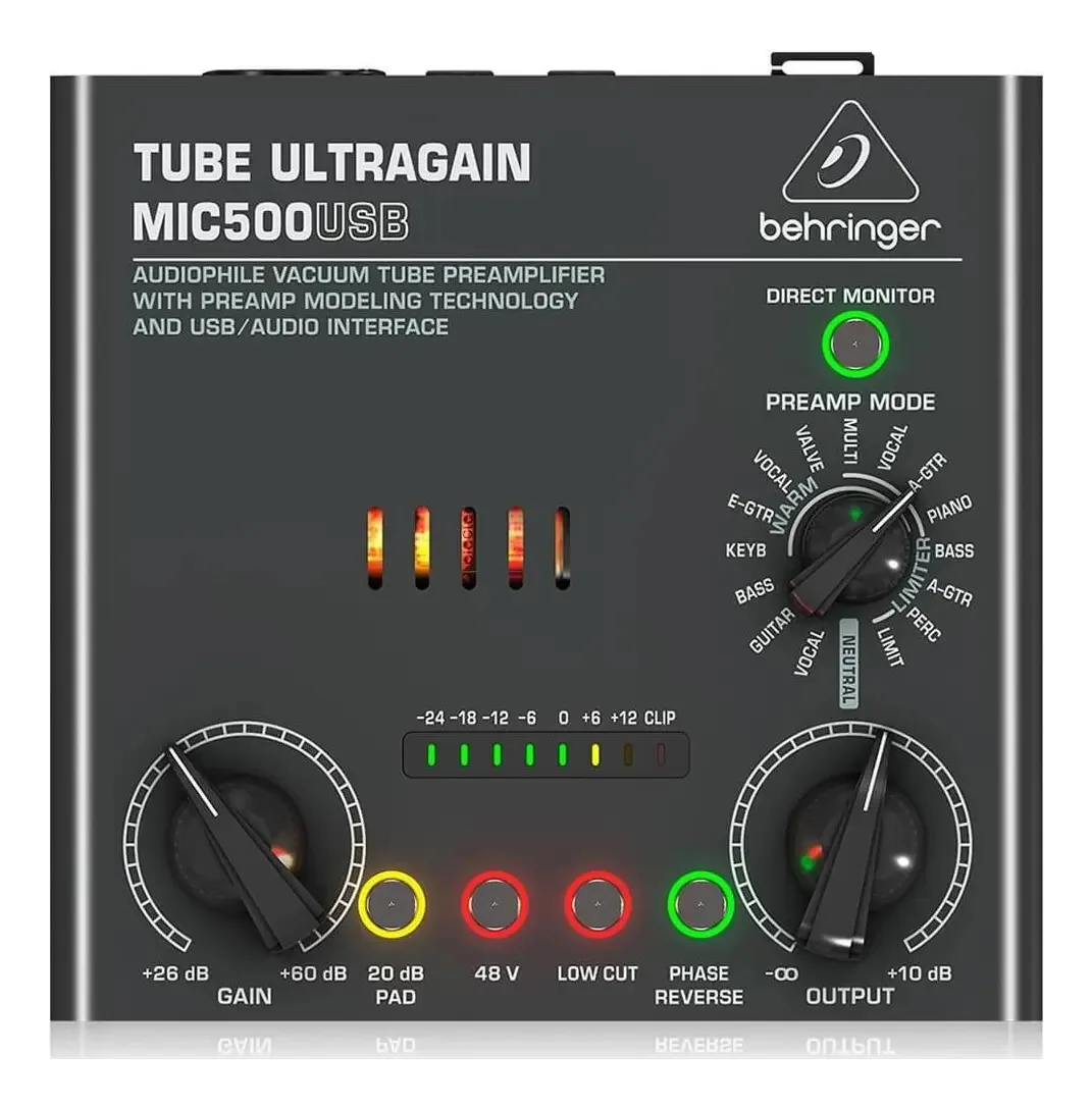 Pré Amplificador Behringer Ultragain Mic500 Usb Valvulado