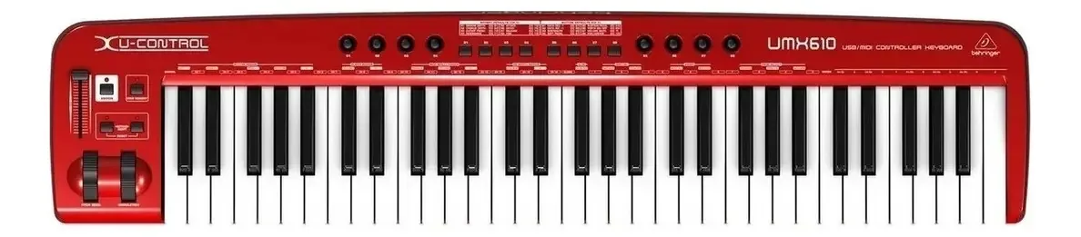 Teclado controlador Behringer Umx610 de 61 teclais+cor vermelha
