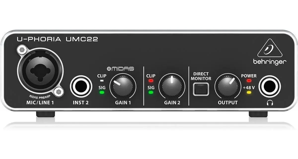 Interface De Áudio Behringer U-phoria Umc22 Midas Usb