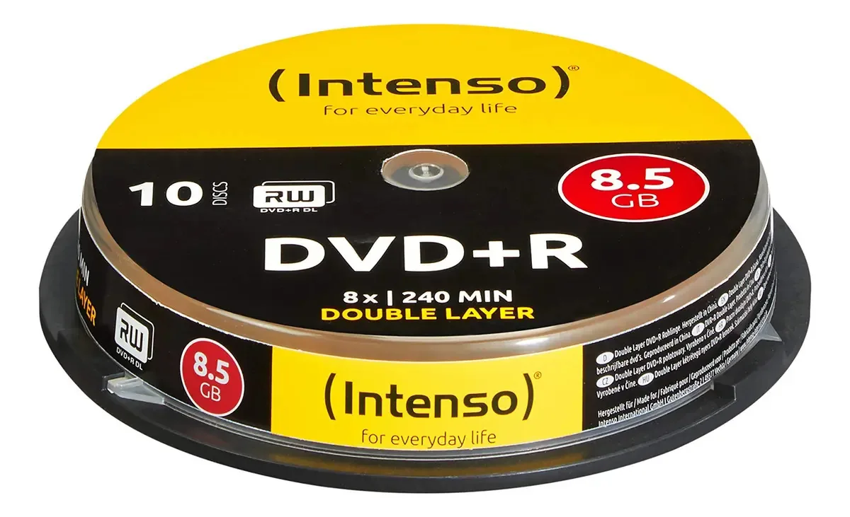 Intenso 4311142 Dvd+r Dupla Camada (8,5 GB, 8x Velocidade, Pacote com 10 Unidades)