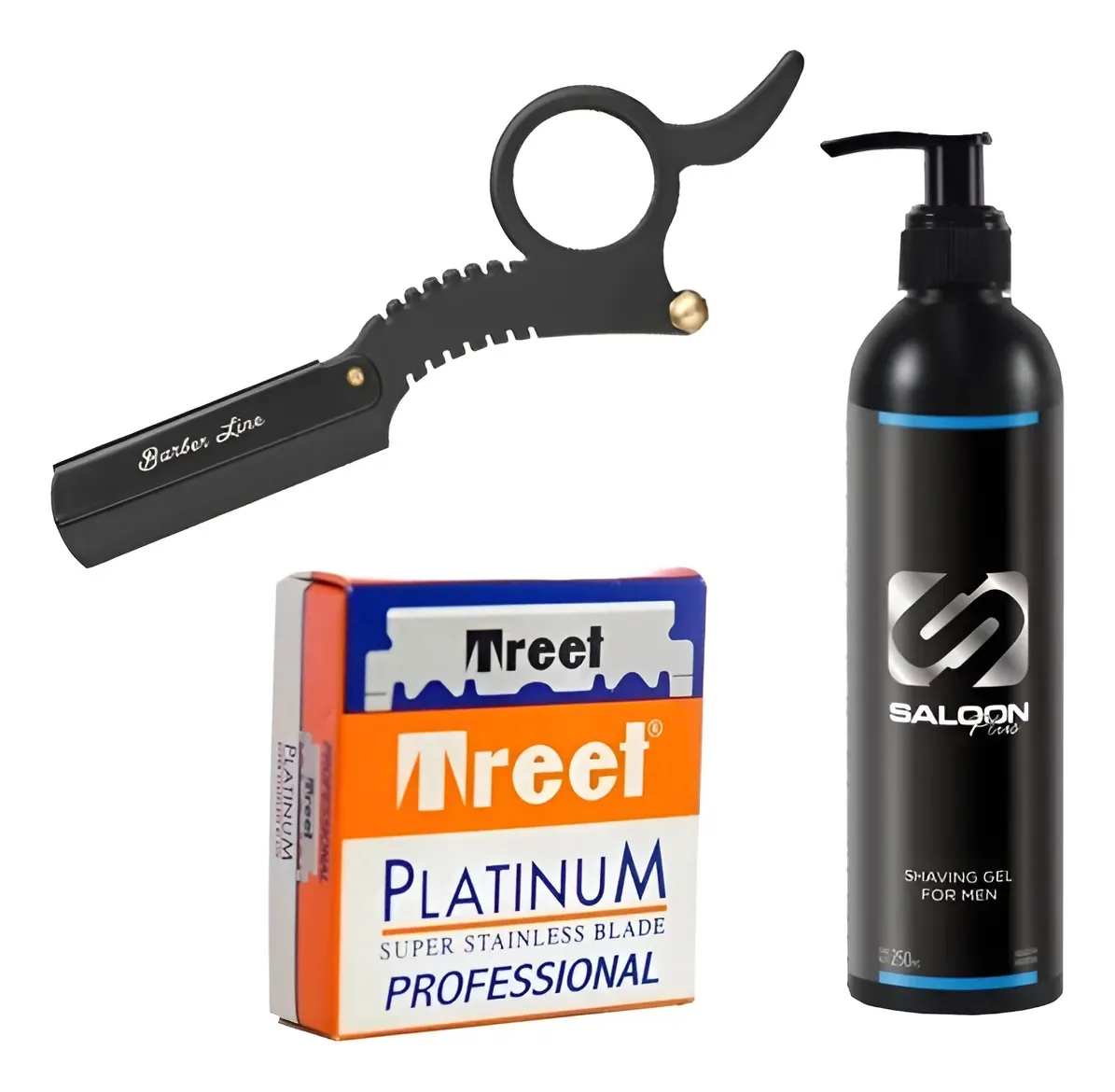Navalha de barbeiro profissional + 100 folhas +gel de barbear de barbeiro