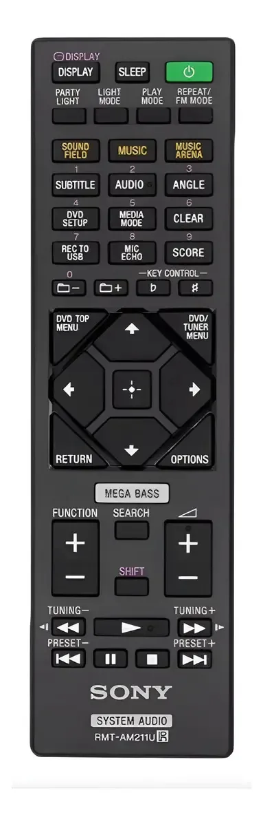 Controle remoto MHC-GT7dw para sistema de áudio Sony